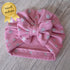 Turban nœud, buns ou simple en jersey extensible rose étoile argent